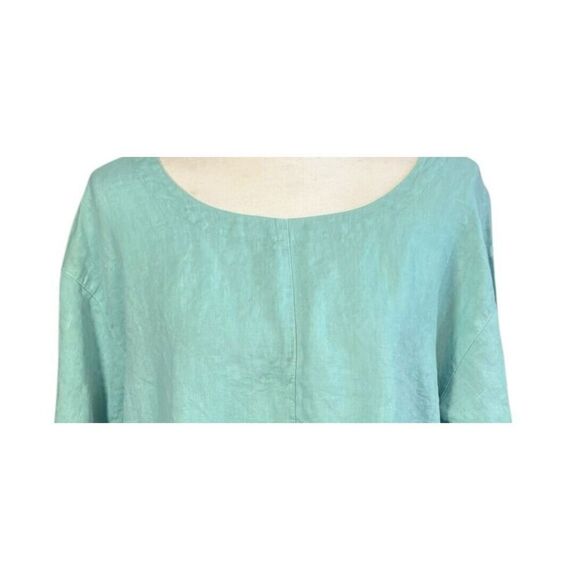 Click Color Me Cotton Tunic Top Size Medium 100% Linen Aqua Flowy Coastal Beachy - Picture 3 of 7